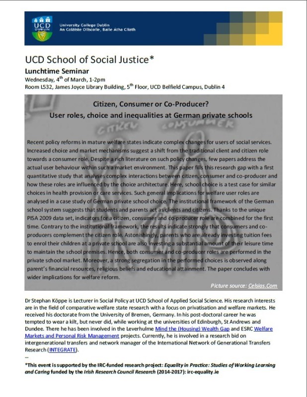 UCD School of Soc justice seminar poster